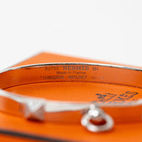 Hermes 18k White Gold with Diamonds Collier de Chien Bracelet Size SH