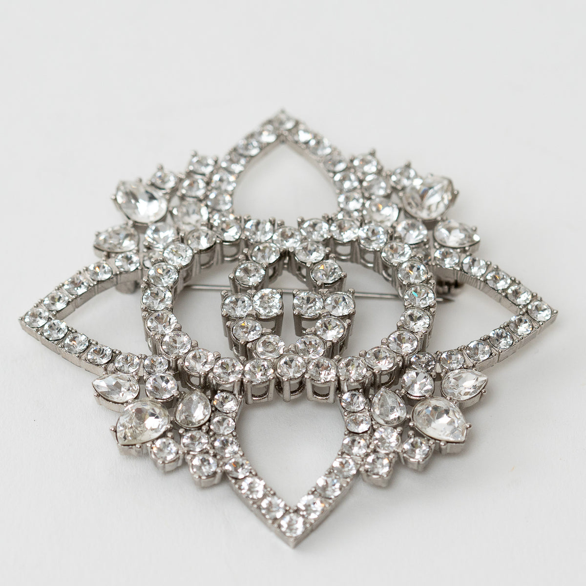 Gucci Silver Crystal GG Embellished Flower Brooch