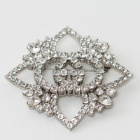 Gucci Silver Crystal GG Embellished Flower Brooch