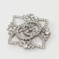 Gucci Silver Crystal GG Embellished Flower Brooch