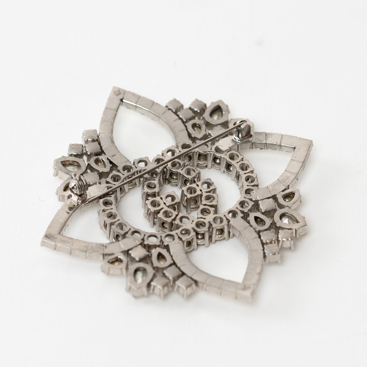 Gucci Silver Crystal GG Embellished Flower Brooch