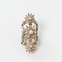 Chanel Gold Tone Faux Pearl and Crystal Embellished Multi Star Ring