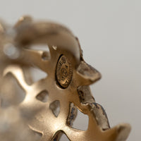 Pre-Loved Chanel™ Gold Tone Faux Pearl and Crystal Embellished Multi Star Ring Size 7