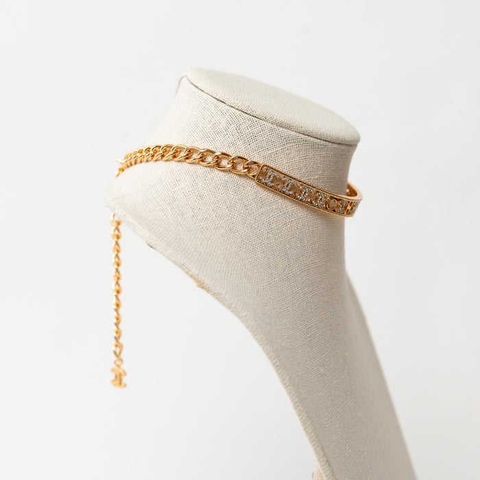 Chanel Gold Tone Embellished Crystal Choker Necklace