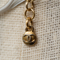 Pre-Loved Chanel™ Gold Two Tone Crystal Embellished Pendant Logo Necklace