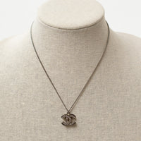 Pre-Loved Chanel™ Silver Tone Necklace with Double Interlocking Logo Pendant