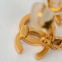 Pre-Loved Chanel™ Gold Logo Faux Pearl Drop Clip on Earrings