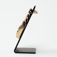 Pre-Loved Chanel™ Gold Tone Chain Crystal Embellished Logo Charm Earring