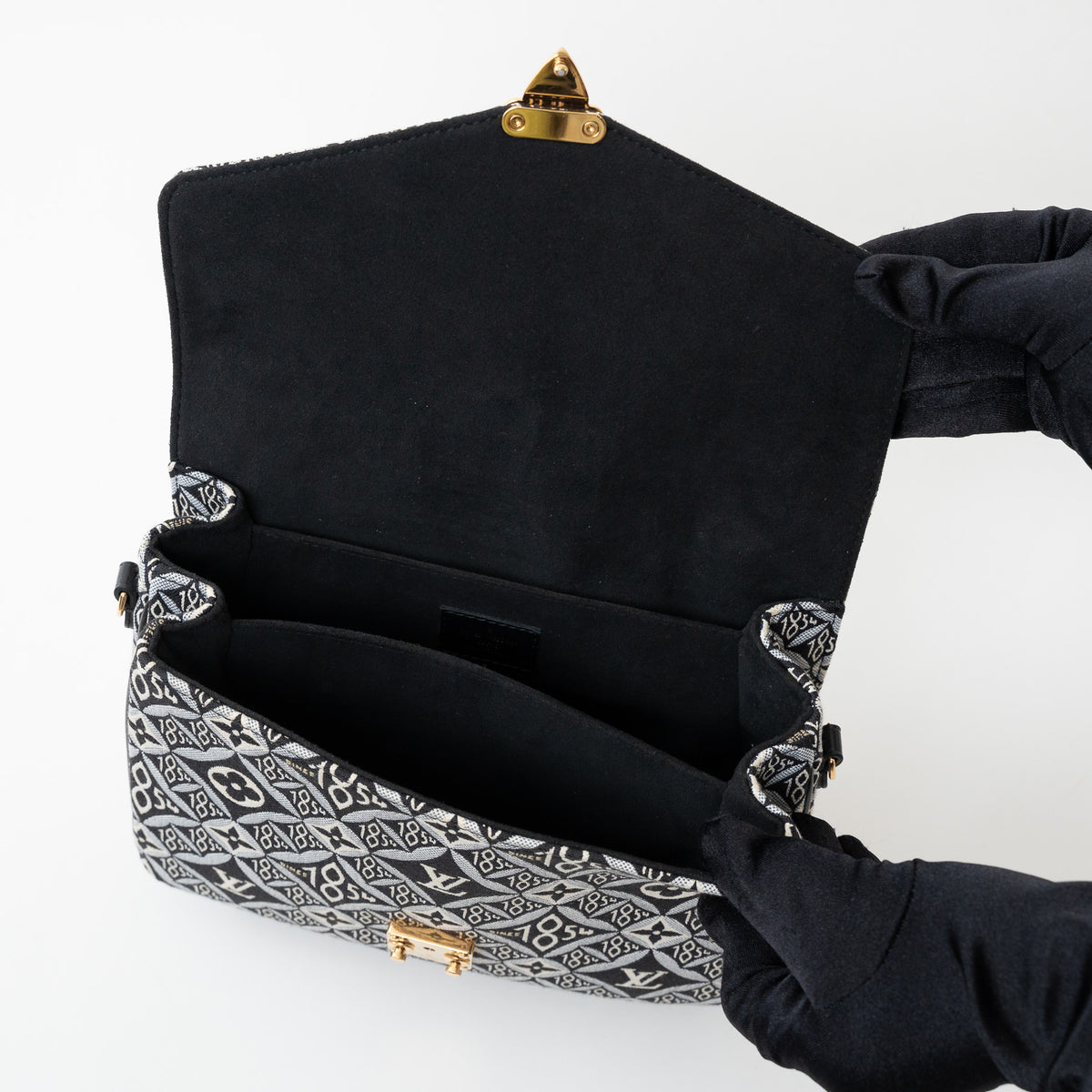 Louis Vuitton Grey and Black Canvas Jacquard 1985 MM Pochette Metis Handbag