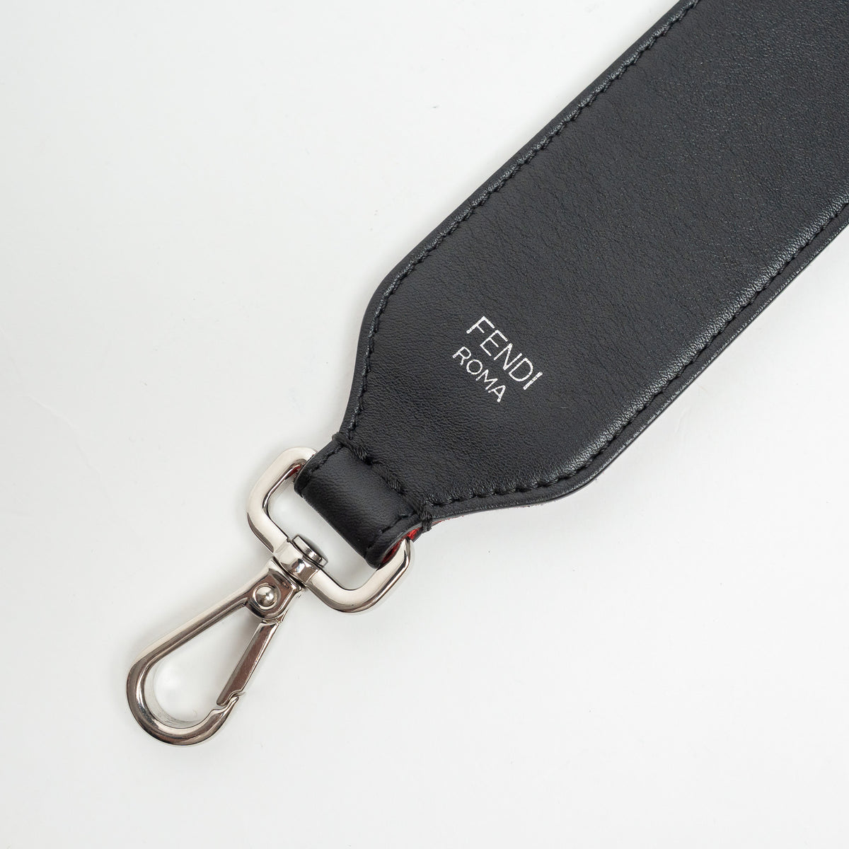 Fendi Red Velvet and Black Leather FF Bag Strap