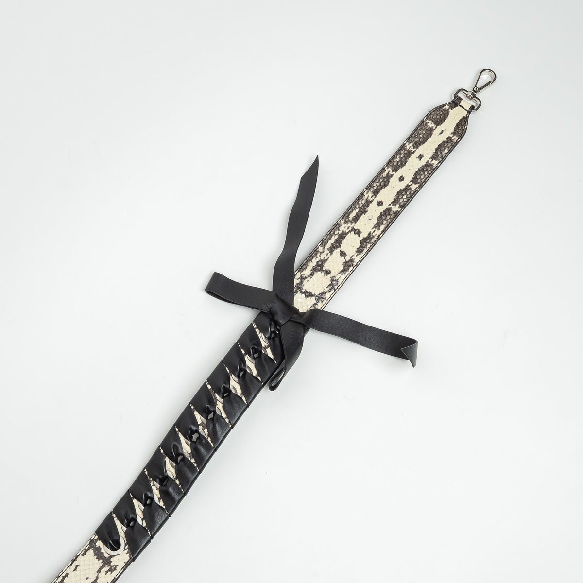 Fendi White and Black Python Leather Bag Strap