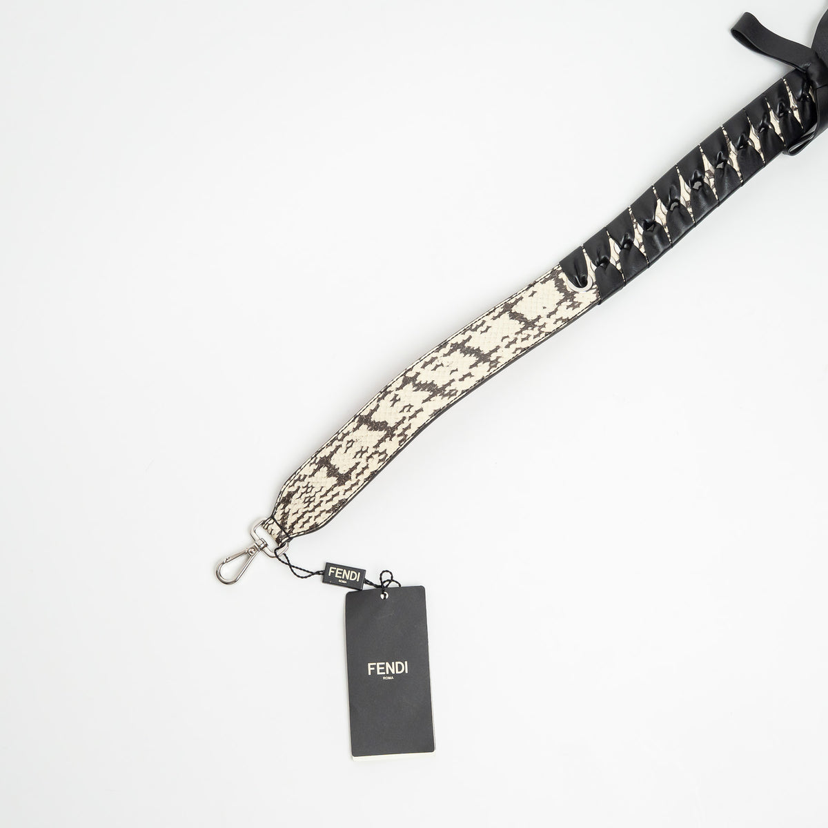 Fendi White and Black Python Leather Bag Strap