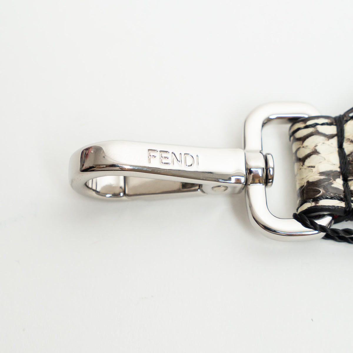 Fendi White and Black Python Leather Bag Strap
