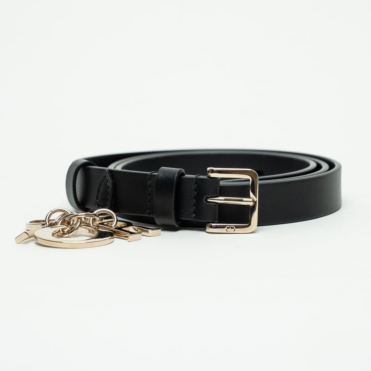 Dior Black Grained Leather Miss Dior Belt Size 90