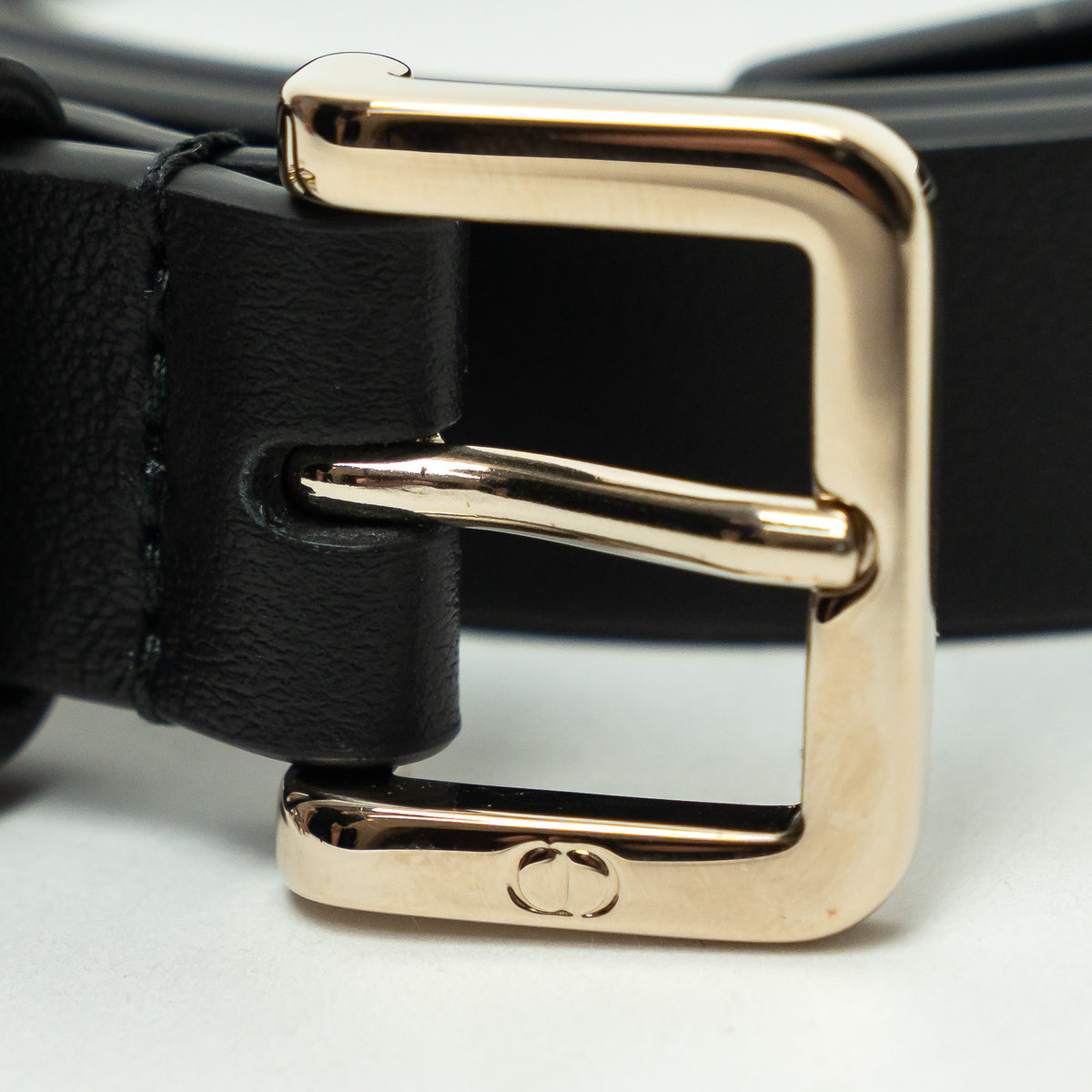 Dior Black Grained Leather Miss Dior Belt Size 90