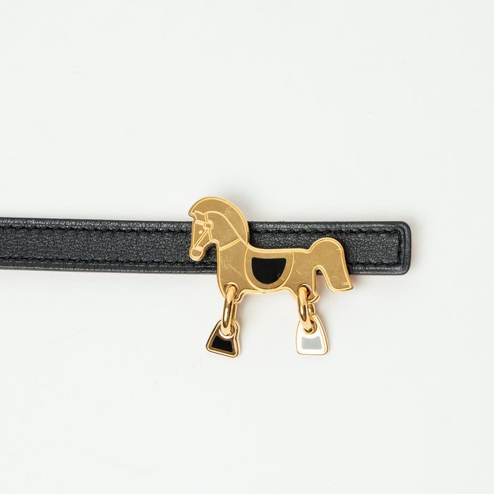 Hermes Black Swift and Orange Epsom Leather Tornade Belt Size 90