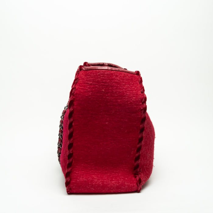 Pre-Loved Chanel ™ Raspberry Red Wool Felt Tote
