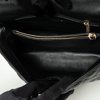 Pre-Loved Chanel™ Black Pebbled Leather Medium Coco Handle Bag with Burgundy Lizard Leather Handle