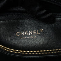 Pre-Loved Chanel™ Black Pebbled Leather Medium Coco Handle Bag with Burgundy Lizard Leather Handle