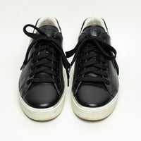Prada Black Calfskin Leather Sneakers with Silver Trim Size 39.5