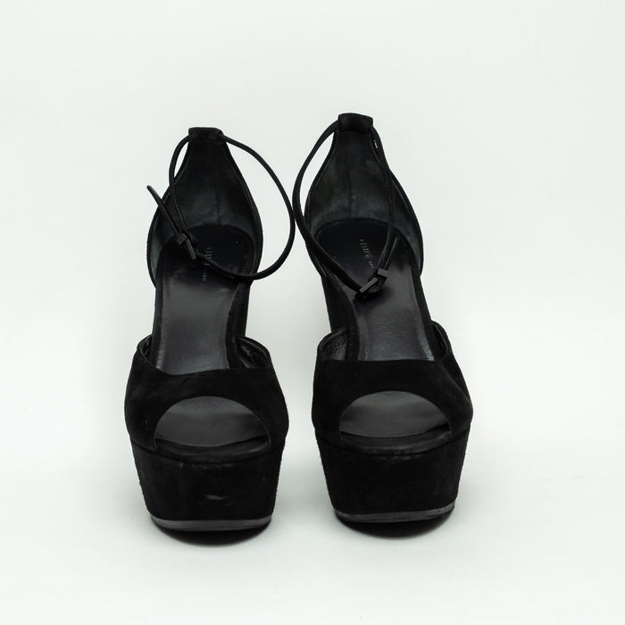 Celine Black Suede Platform Block Heel Pumps Size 40