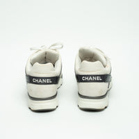 Pre-Loved Chanel™ Low-Top Fabric Sneakers in Grey and White Size 40
