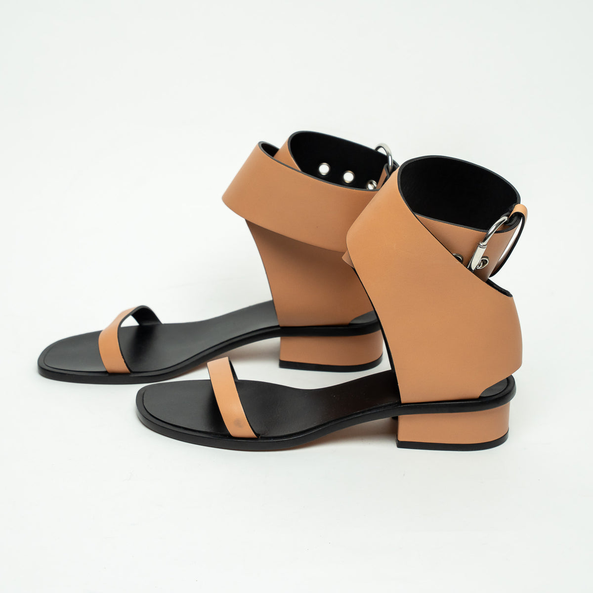 Celine Tan Calf Leather Ankle Strap Sandals Size 37