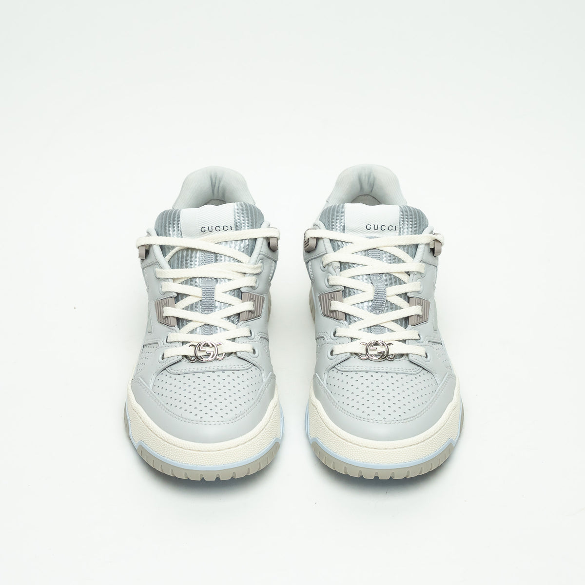 Gucci Light Blue Calfskin Leather Jones Sneakers Size 36