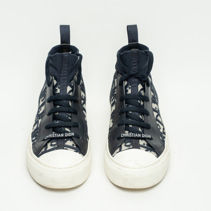 Dior Deep Blue Oblique Technical Mesh and Calfskin Walk'n'Dior Sneakers Size 36