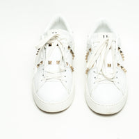Valentino White Calfskin Leather Rockstud Untitled Open Sneakers Size 39.5
