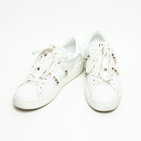 Valentino White Calfskin Leather Rockstud Untitled Open Sneakers Size 39.5