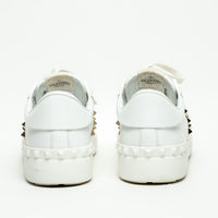 Valentino White Calfskin Leather Rockstud Untitled Open Sneakers Size 39.5