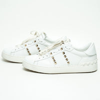 Valentino White Calfskin Leather Rockstud Untitled Open Sneakers Size 39.5