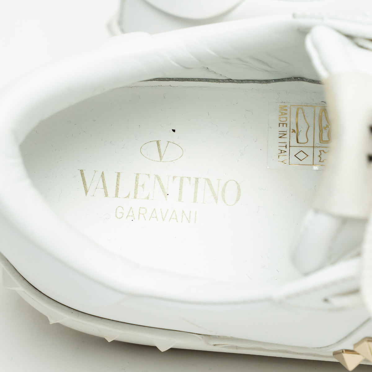Valentino White Calfskin Leather Rockstud Untitled Open Sneakers Size 39.5