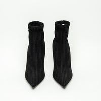 Rene Caovilla Black Ribbed Knit Sock Boot Size 40