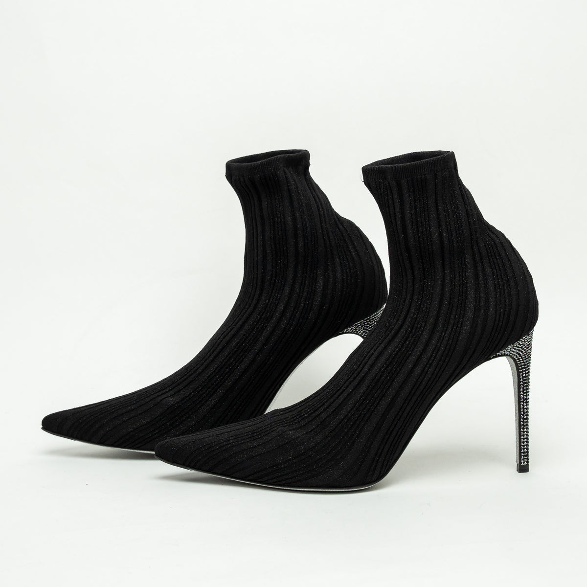 Rene Caovilla Black Ribbed Knit Sock Boot Size 40