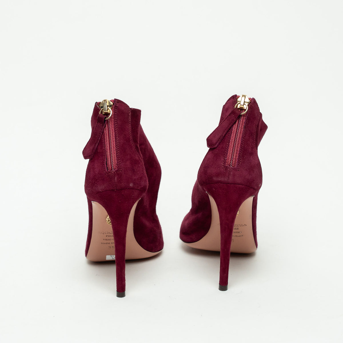 Aquazzura Wine Suede Cut Out Boots Size 35