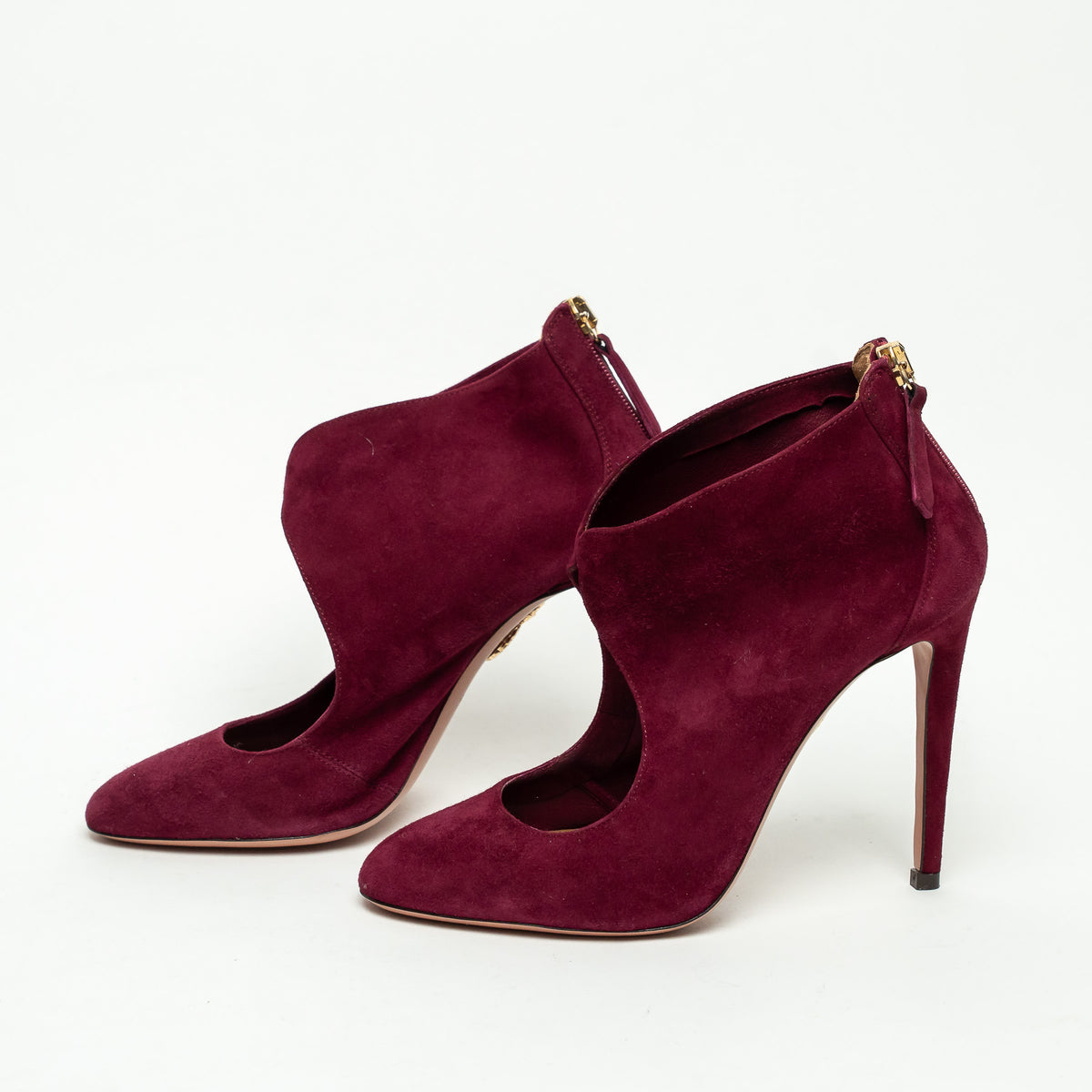 Aquazzura Wine Suede Cut Out Boots Size 35