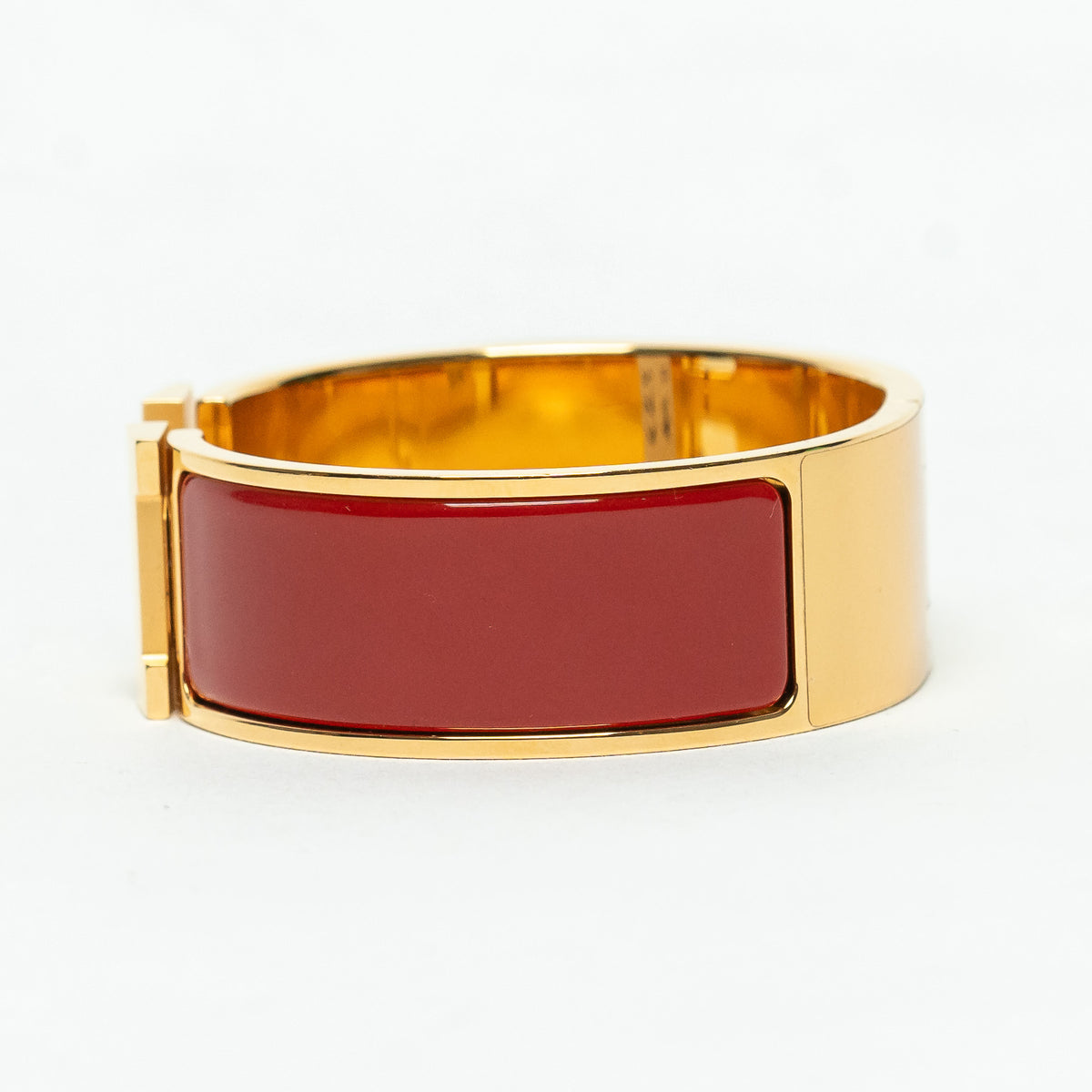 Hermes Gold Red Enamel Clic H Bracelet