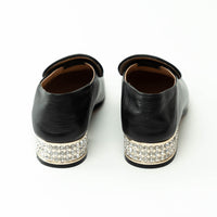 Gucci Black Horesbit Loafers with Crystal Embellished Heel Size 39