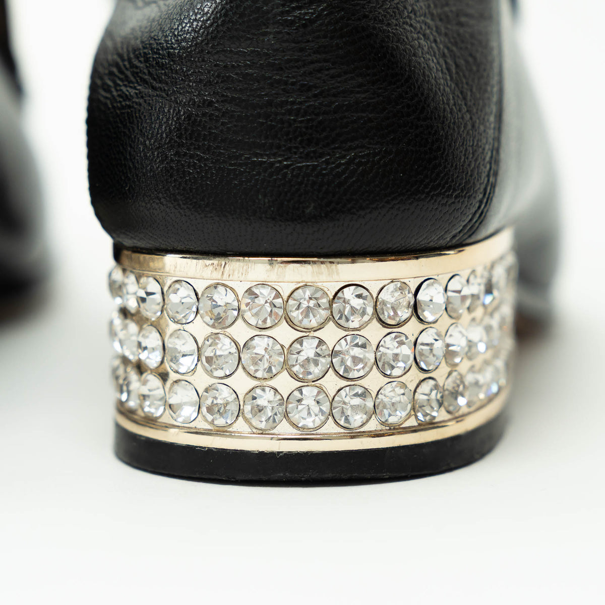 Gucci Black Horesbit Loafers with Crystal Embellished Heel Size 39