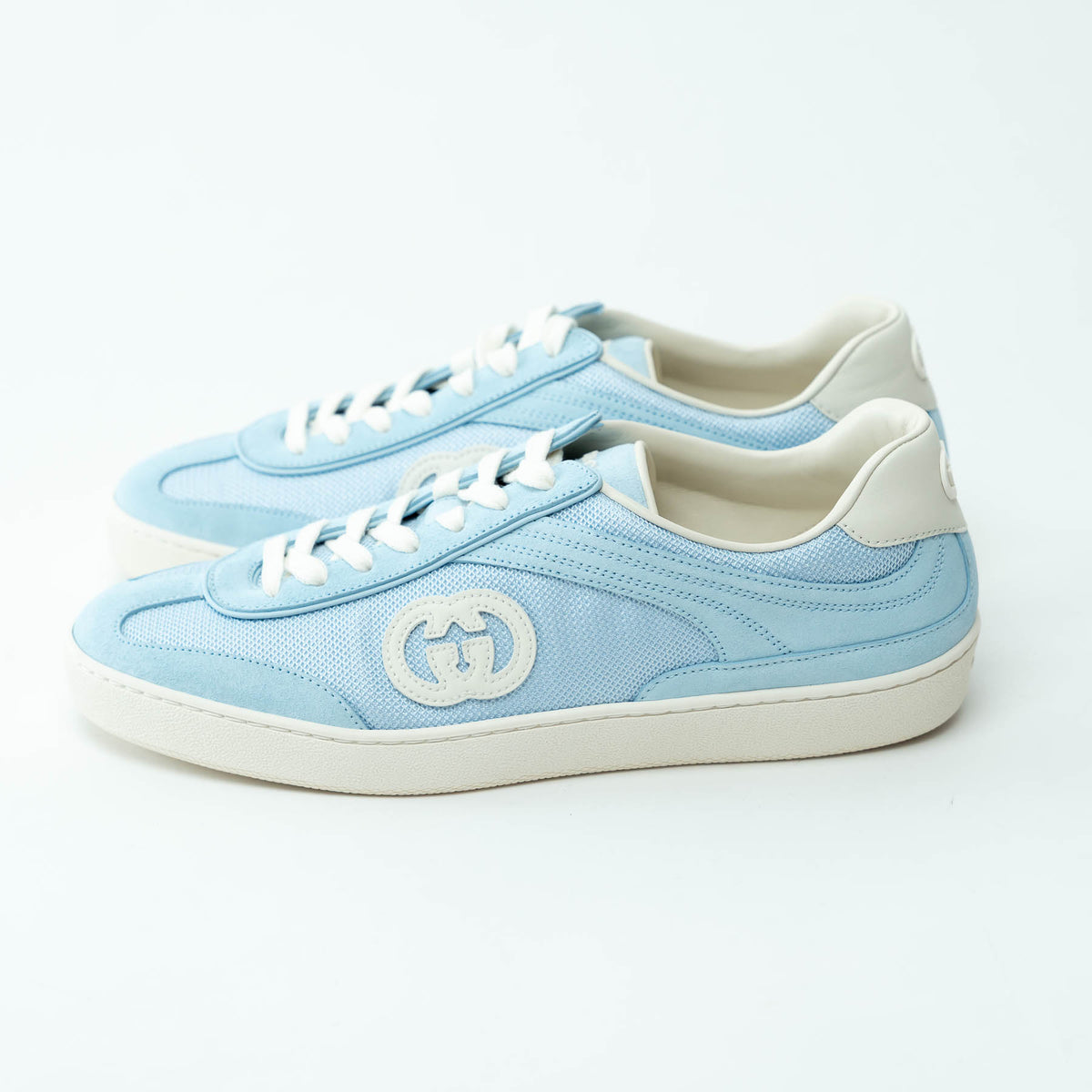 Gucci Baby Blue Mesh/Suede Low-Top Sneakers Size 39 & 39.5