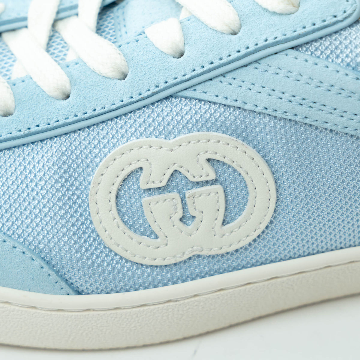 Gucci Baby Blue Mesh/Suede Low-Top Sneakers Size 39 & 39.5
