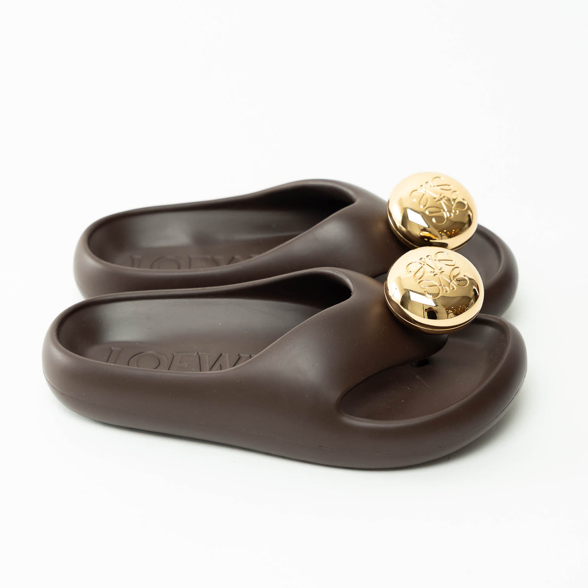 Loewe Brown and Gold Foam Pebble Sandals Size 37