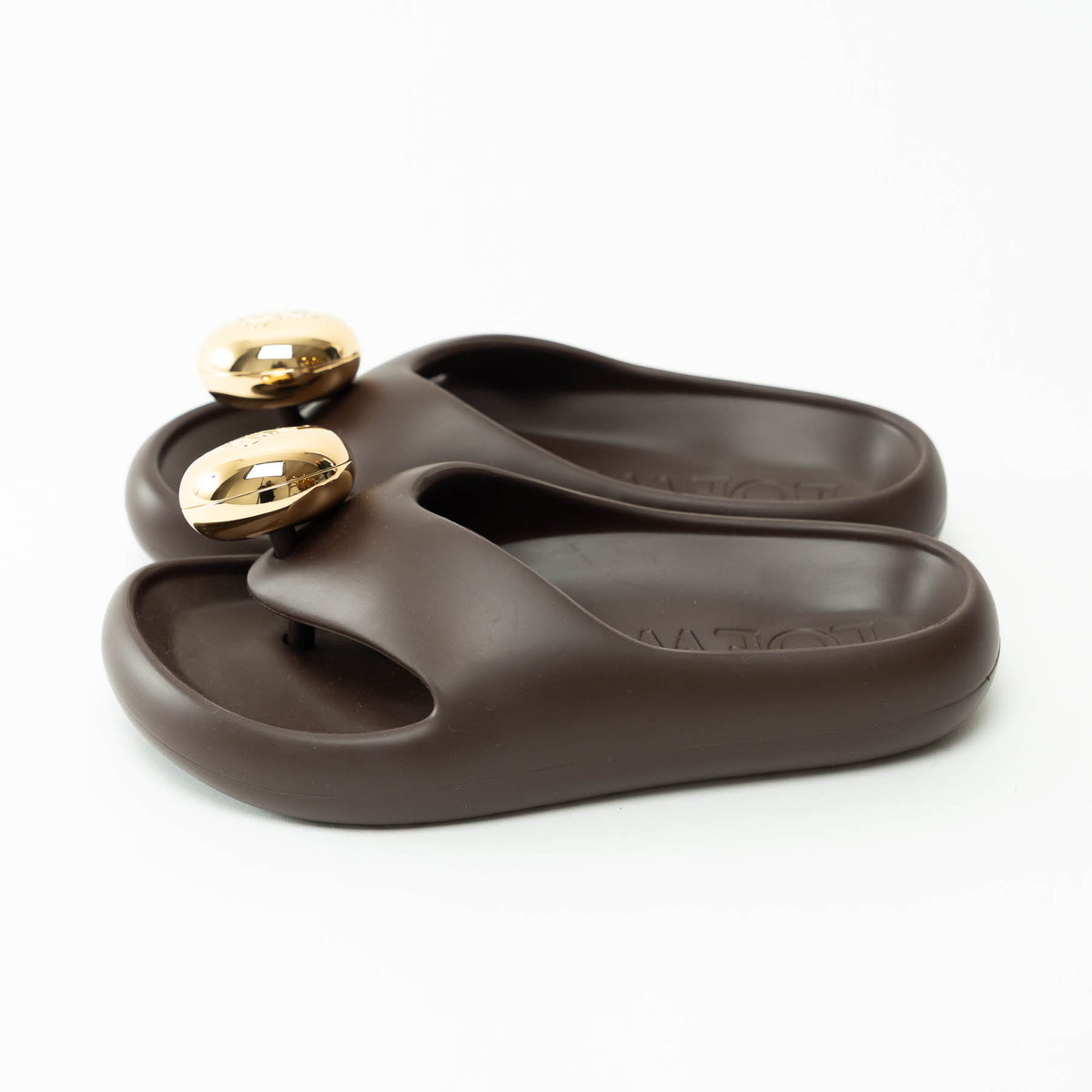 Loewe Brown and Gold Foam Pebble Sandals Size 37
