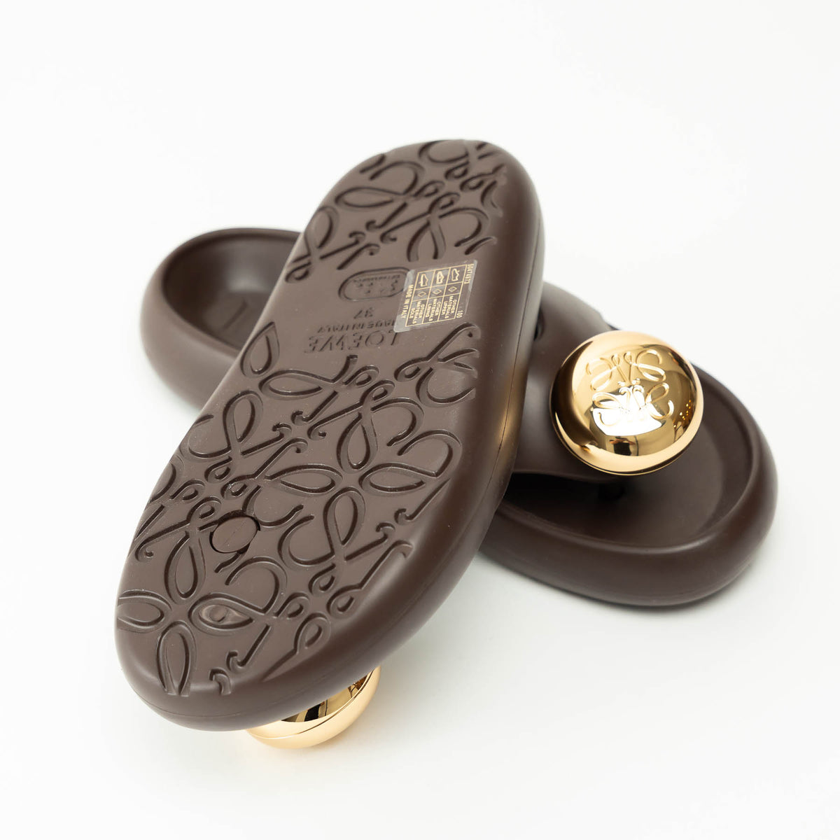 Loewe Brown and Gold Foam Pebble Sandals Size 37