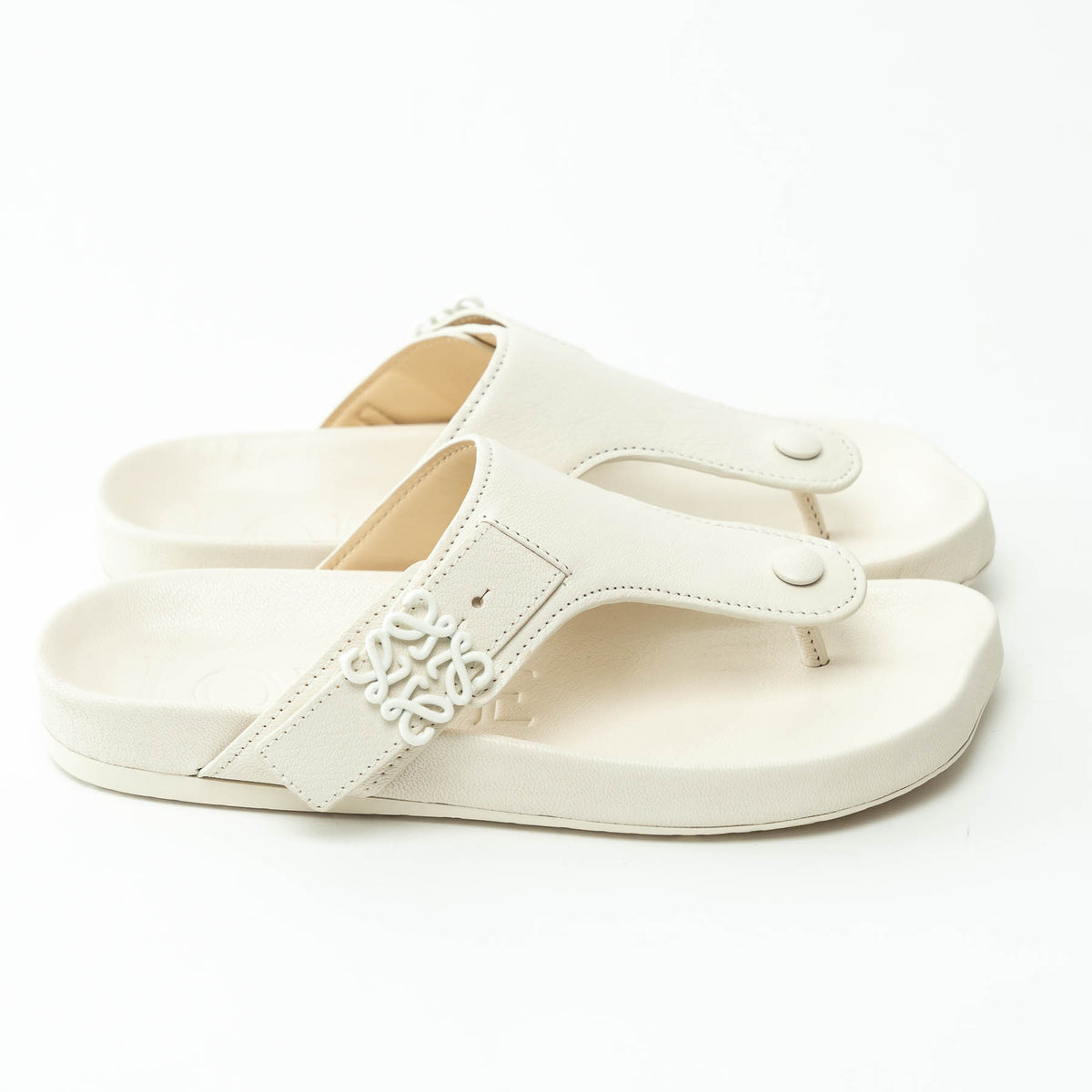 Loewe White Leather Sandals Size 39