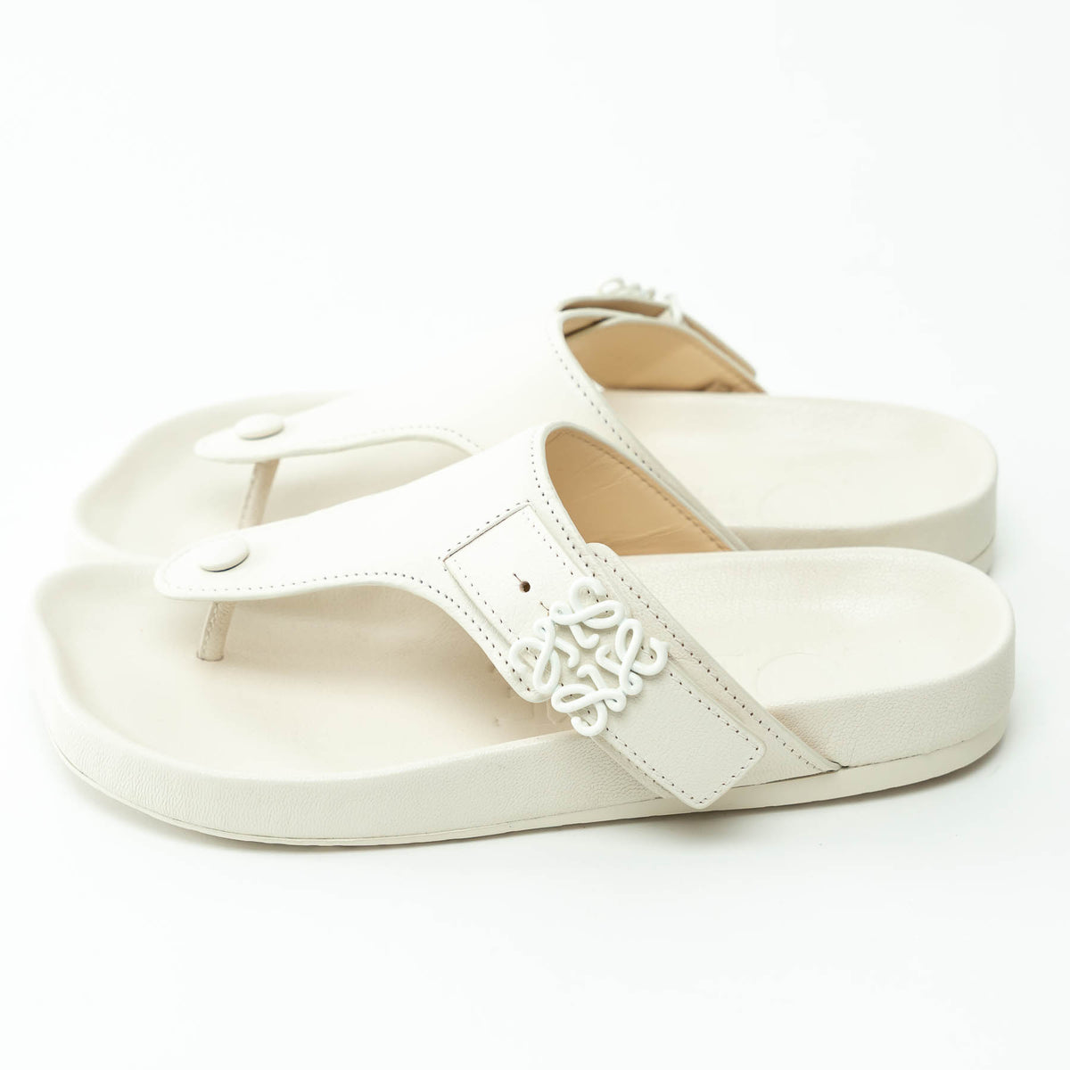 Loewe White Leather Sandals Size 39