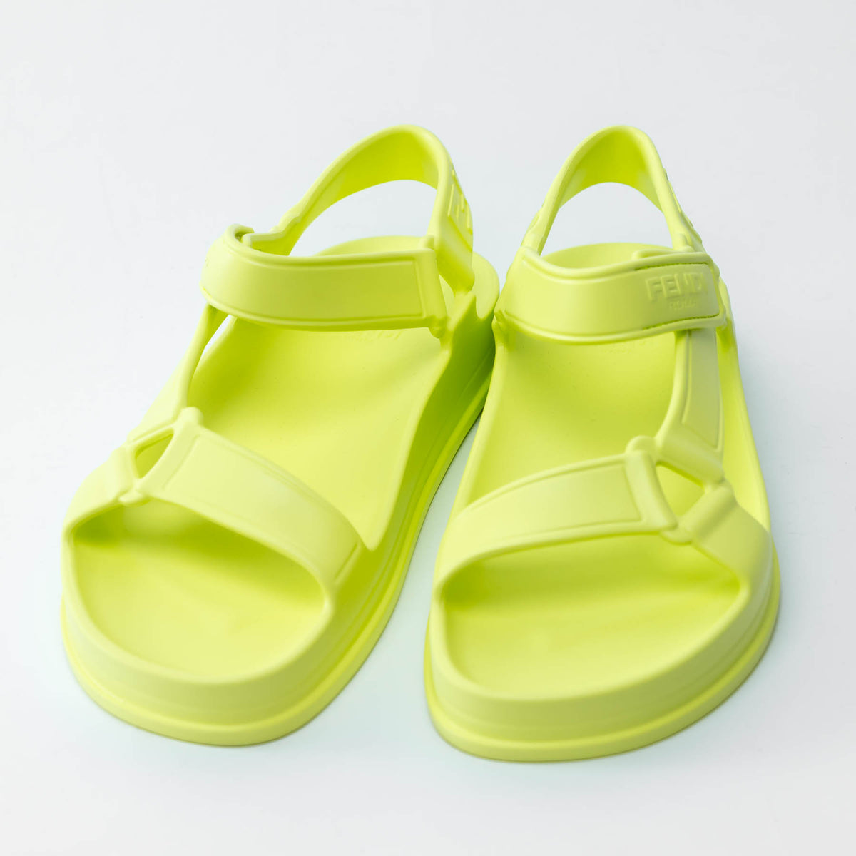Fendi Neon Yellow/Green Velcro Sandals Size 39