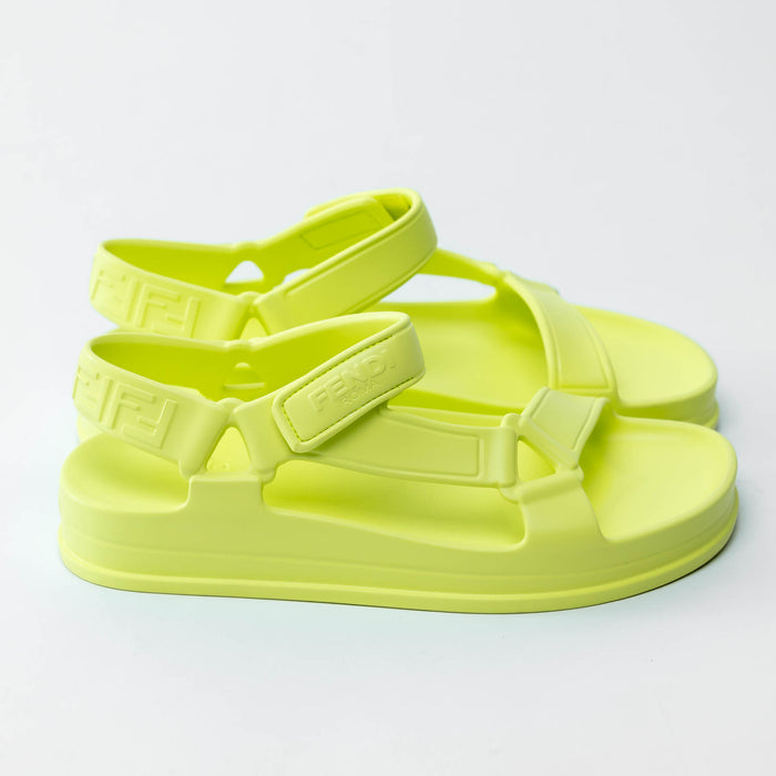 Fendi Neon Yellow/Green Velcro Sandals Size 39